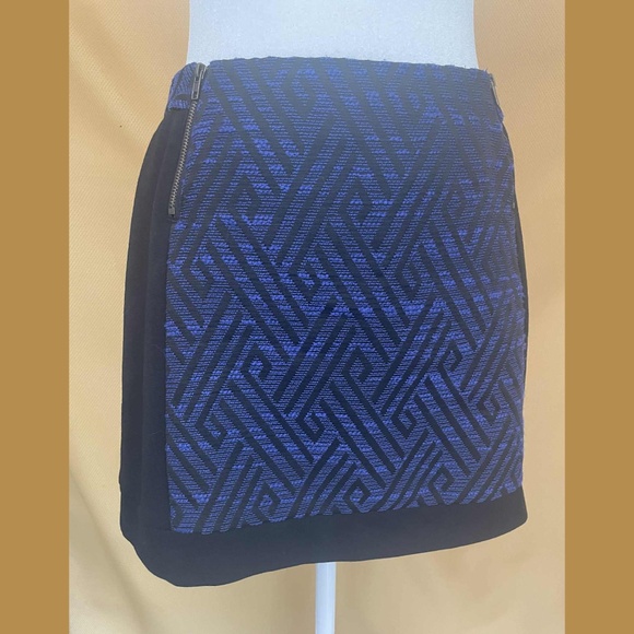Astr Blue Textured Mini Skirt with Side Zip - Y2K Geometric Pattern Skirt M - Picture 1 of 8